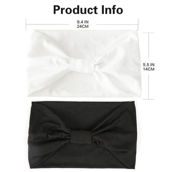 2 Pack Boho Headbands – Knotted Cotton Turbans (White, Black) - Picture 4 of 7